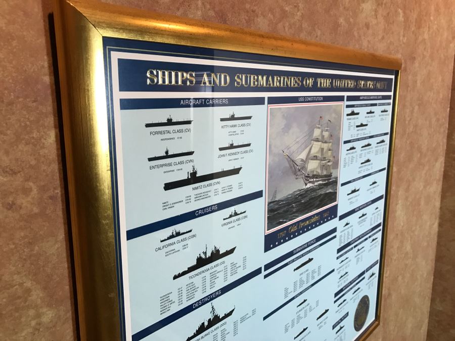 Framed Ships And Submarines Of The United States Navy Chart 33' X 28.5' [Photo 16]