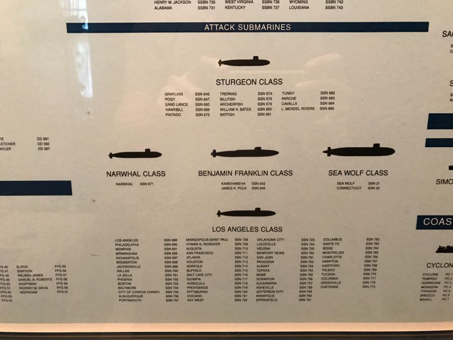 Framed Ships And Submarines Of The United States Navy Chart 33' X 28.5' [Photo 10]