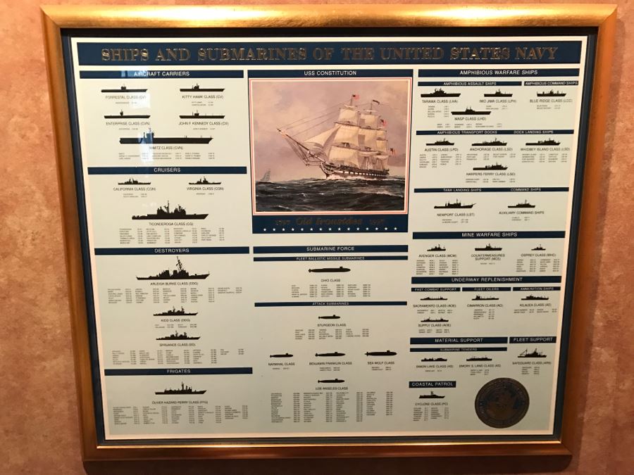 Framed Ships And Submarines Of The United States Navy Chart 33' X 28.5' [Photo 3]