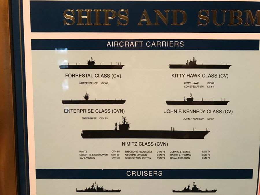 Framed Ships And Submarines Of The United States Navy Chart 33' X 28.5' [Photo 5]