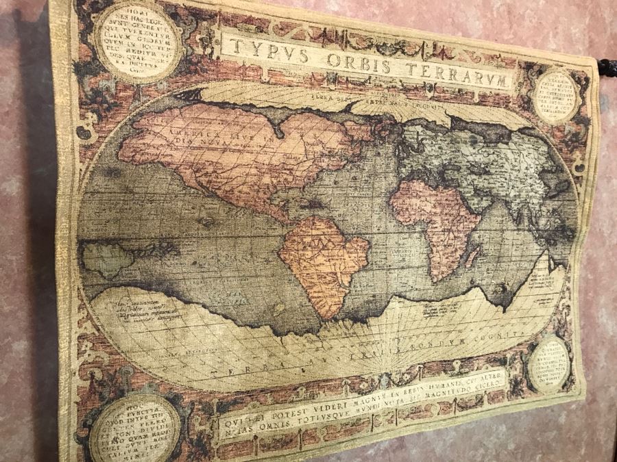 Map Of The World Tapestry With Rod And Wall Mounting Hardware 52' X 37' [Photo 3]