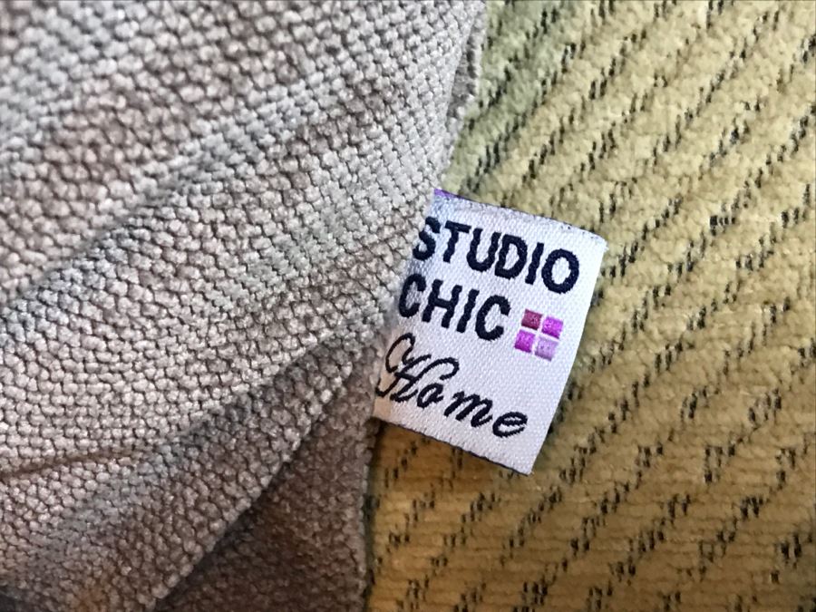 Cream Color Sofa With Throw Pillows - Note Condition Of Fabric On Right Arm In Photos 78'W [Photo 11]