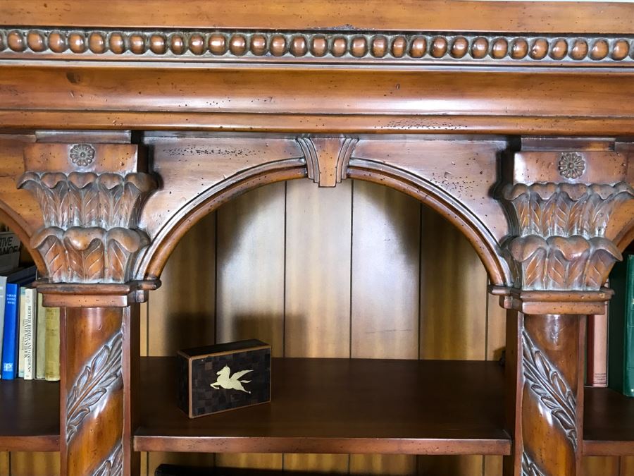 Large Ornate One Piece Bookcase With 3 Lower Cabinets - Located Upstairs 90'W X 21'D X 85'H [Photo 9]