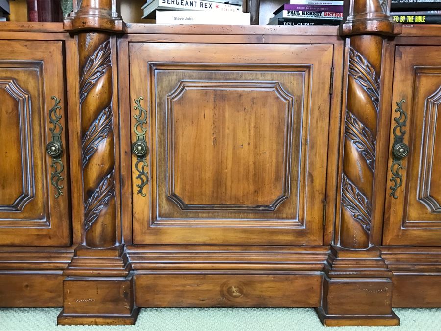 Large Ornate One Piece Bookcase With 3 Lower Cabinets - Located Upstairs 90'W X 21'D X 85'H [Photo 11]