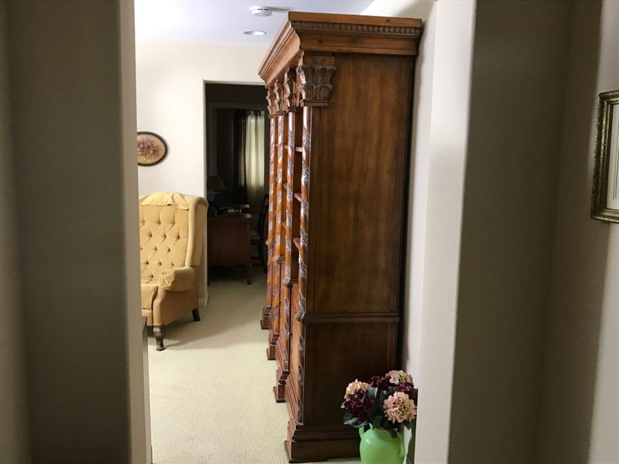 Large Ornate One Piece Bookcase With 3 Lower Cabinets - Located Upstairs 90'W X 21'D X 85'H [Photo 6]