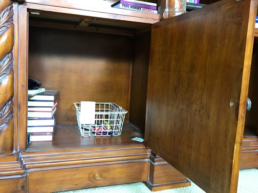 Large Ornate One Piece Bookcase With 3 Lower Cabinets - Located Upstairs 90'W X 21'D X 85'H [Photo 14]