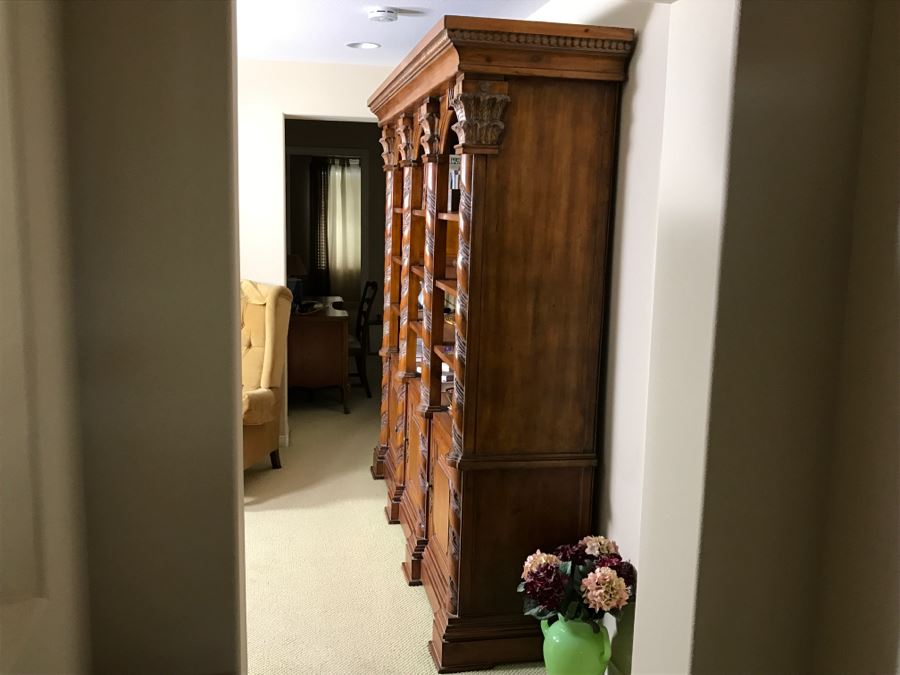 Large Ornate One Piece Bookcase With 3 Lower Cabinets - Located Upstairs 90'W X 21'D X 85'H [Photo 5]