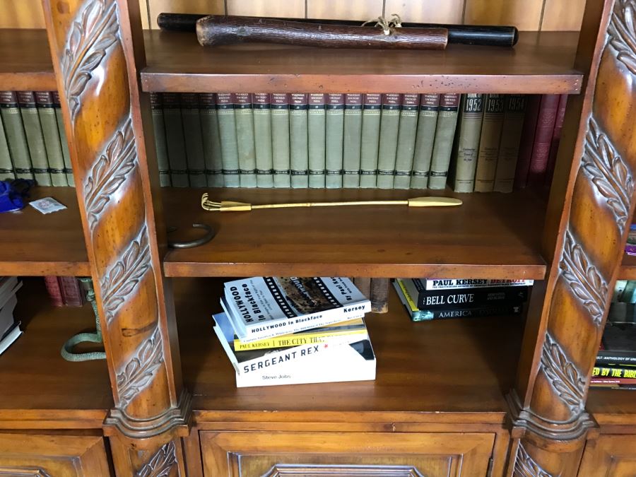 Large Ornate One Piece Bookcase With 3 Lower Cabinets - Located Upstairs 90'W X 21'D X 85'H [Photo 10]