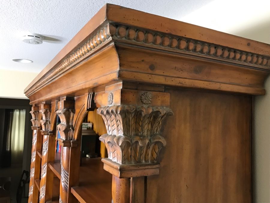 Large Ornate One Piece Bookcase With 3 Lower Cabinets - Located Upstairs 90'W X 21'D X 85'H [Photo 7]