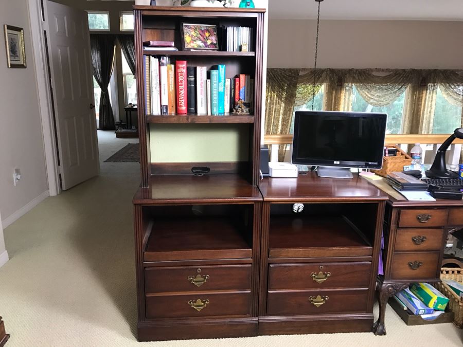 Lexington Furniture 3-Piece Filing Cabinet Table With Upper Bookshelf  [Photo 1]