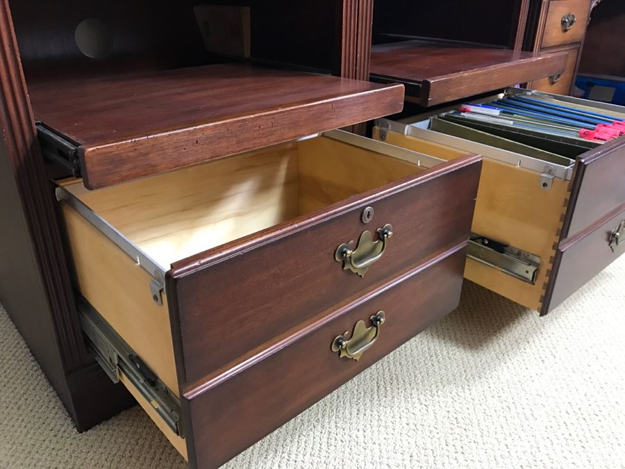 Lexington Furniture 3-Piece Filing Cabinet Table With Upper Bookshelf  [Photo 10]