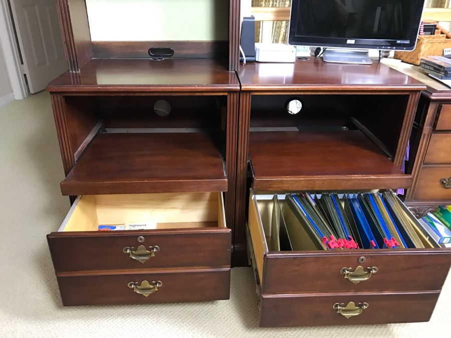 Lexington Furniture 3-Piece Filing Cabinet Table With Upper Bookshelf  [Photo 4]