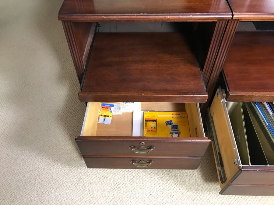 Lexington Furniture 3-Piece Filing Cabinet Table With Upper Bookshelf  [Photo 9]