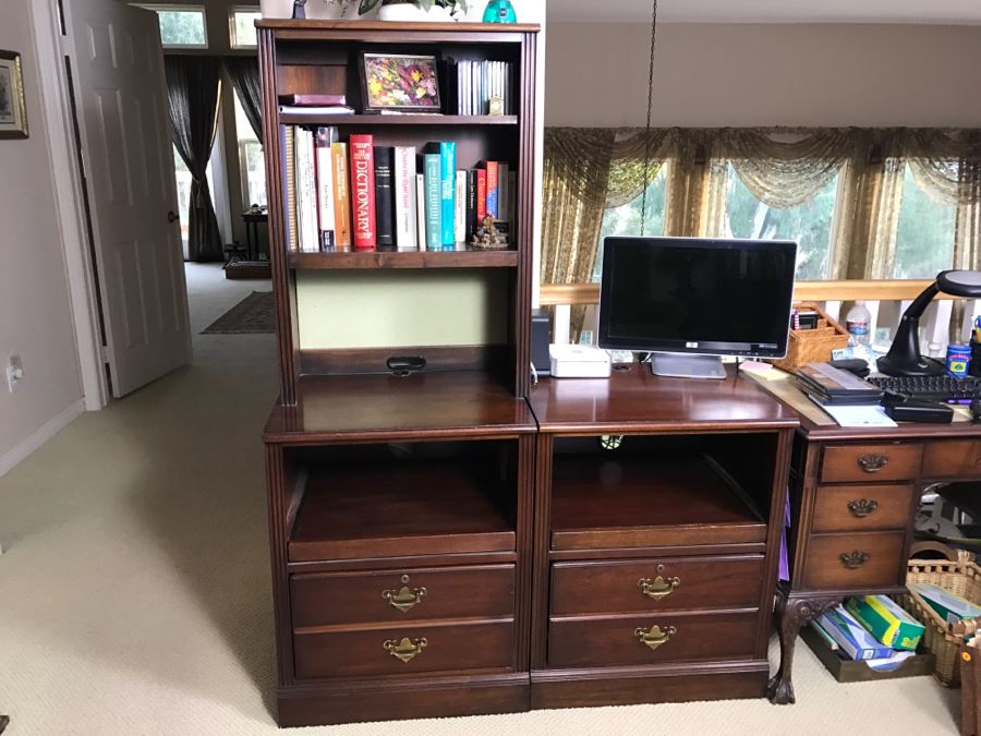 Lexington Furniture 3-Piece Filing Cabinet Table With Upper Bookshelf  [Photo 2]