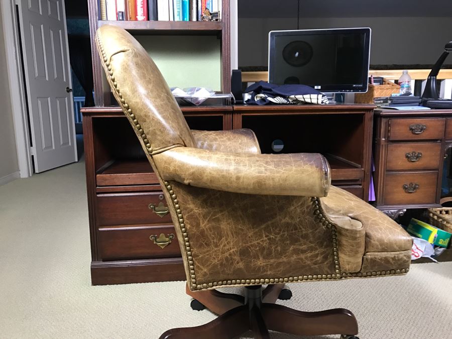 Hooker Furniture Leather Office Chair With Brass Nails [Photo 6]