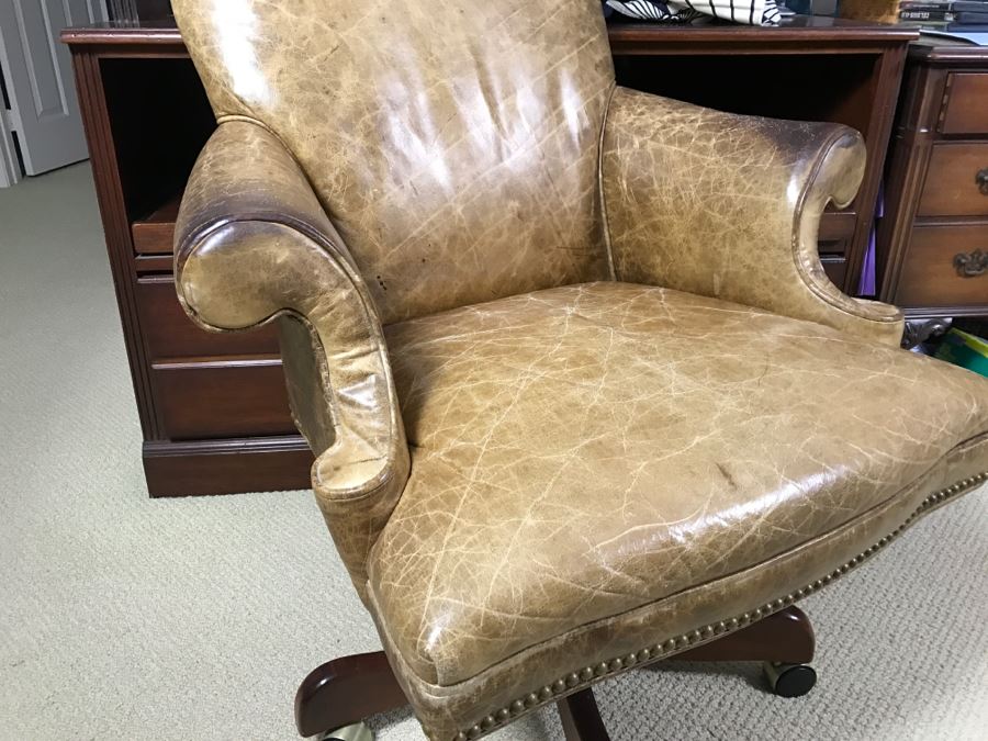 Hooker Furniture Leather Office Chair With Brass Nails [Photo 3]