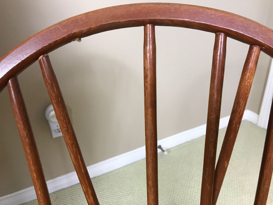 Vintage Wooden Rocking Chair - Note That One Of The Verical Back Supports Is Missing [Photo 7]