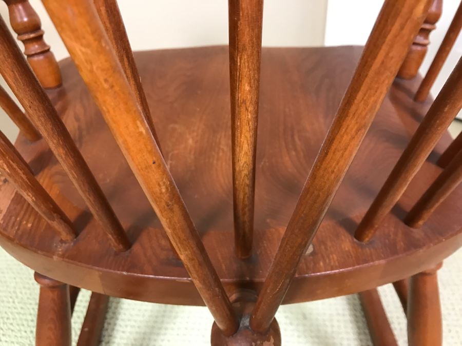 Vintage Wooden Rocking Chair - Note That One Of The Verical Back Supports Is Missing [Photo 11]