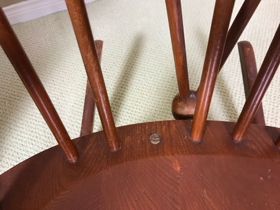 Vintage Wooden Rocking Chair - Note That One Of The Verical Back Supports Is Missing [Photo 6]