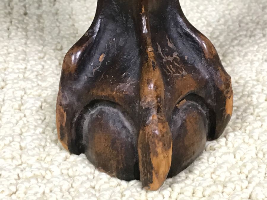 Antique Ball And Claw Wingback Upholstered Chair [Photo 10]