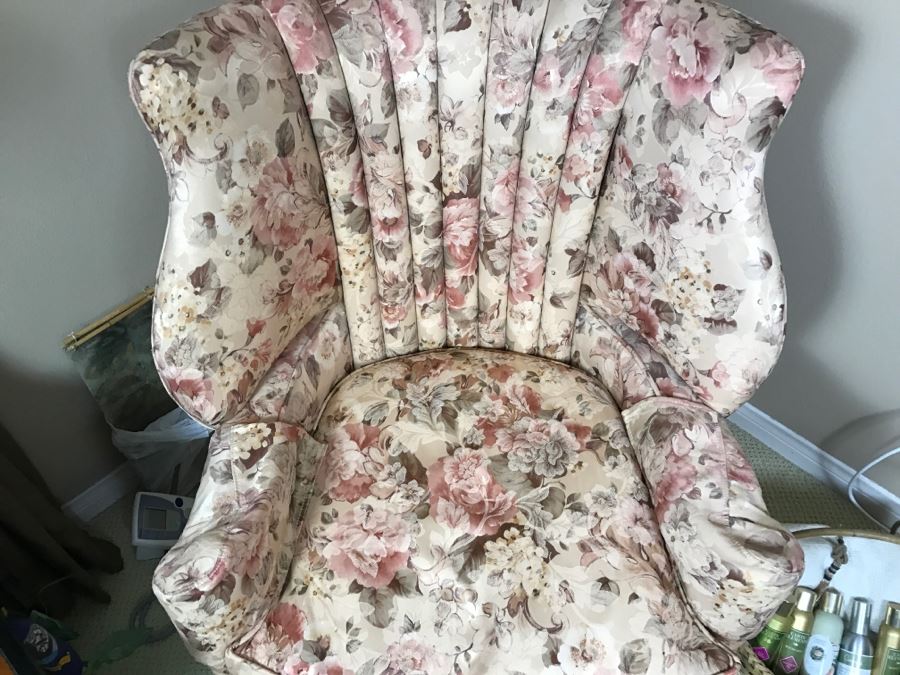 Antique Ball And Claw Wingback Upholstered Chair [Photo 4]