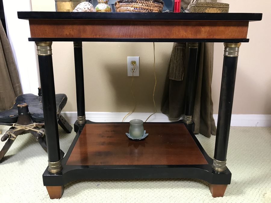 2-Tier Wood And Brass Designer Side Table 25' X 20' X 23.5'H [Photo 1]