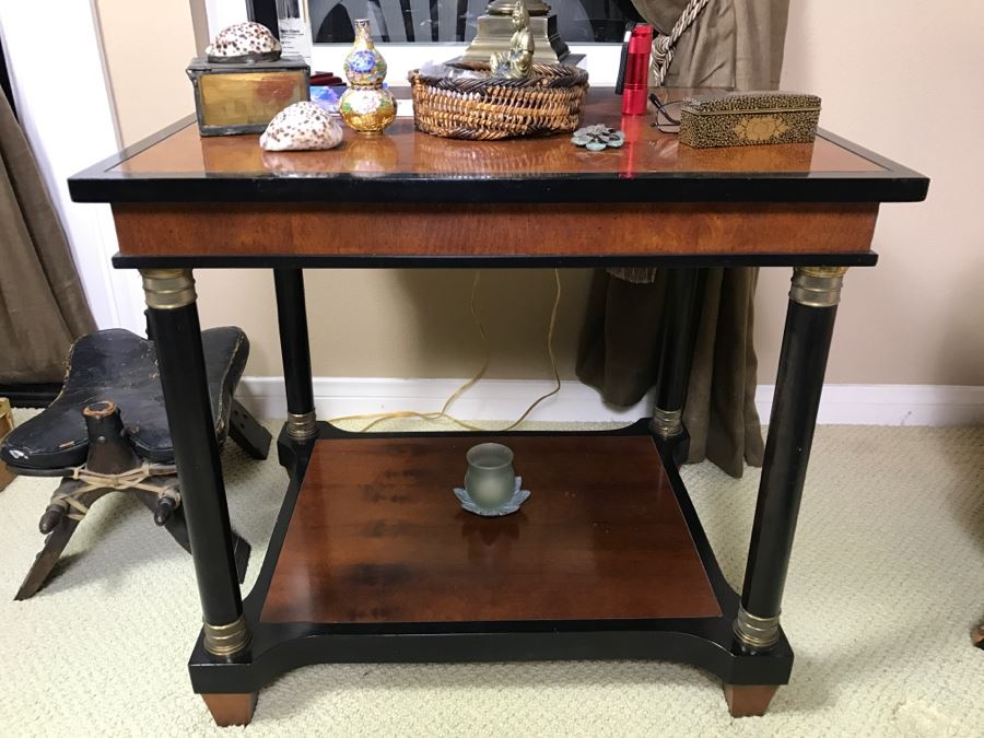 2-Tier Wood And Brass Designer Side Table 25' X 20' X 23.5'H [Photo 2]