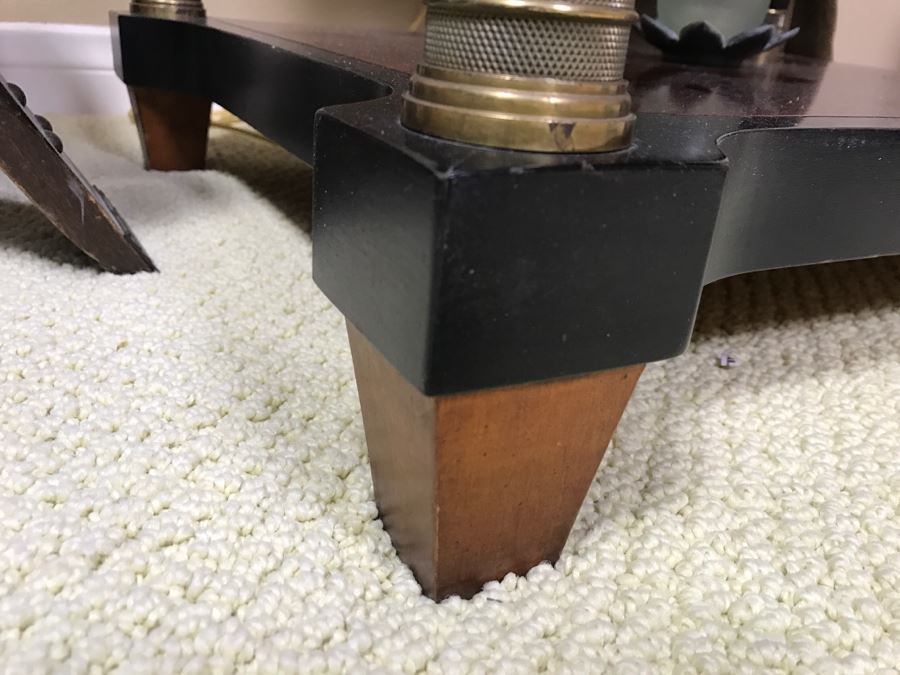 2-Tier Wood And Brass Designer Side Table 25' X 20' X 23.5'H [Photo 6]