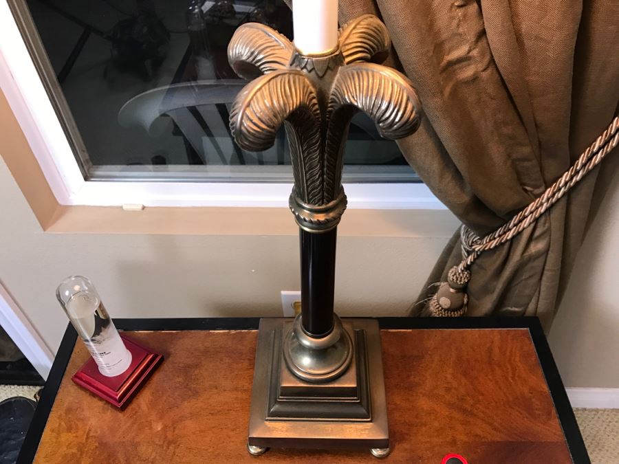 Nice Brass Table Lamp Palm Tree Motif [Photo 2]