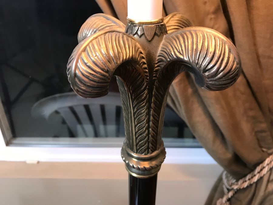 Nice Brass Table Lamp Palm Tree Motif [Photo 4]