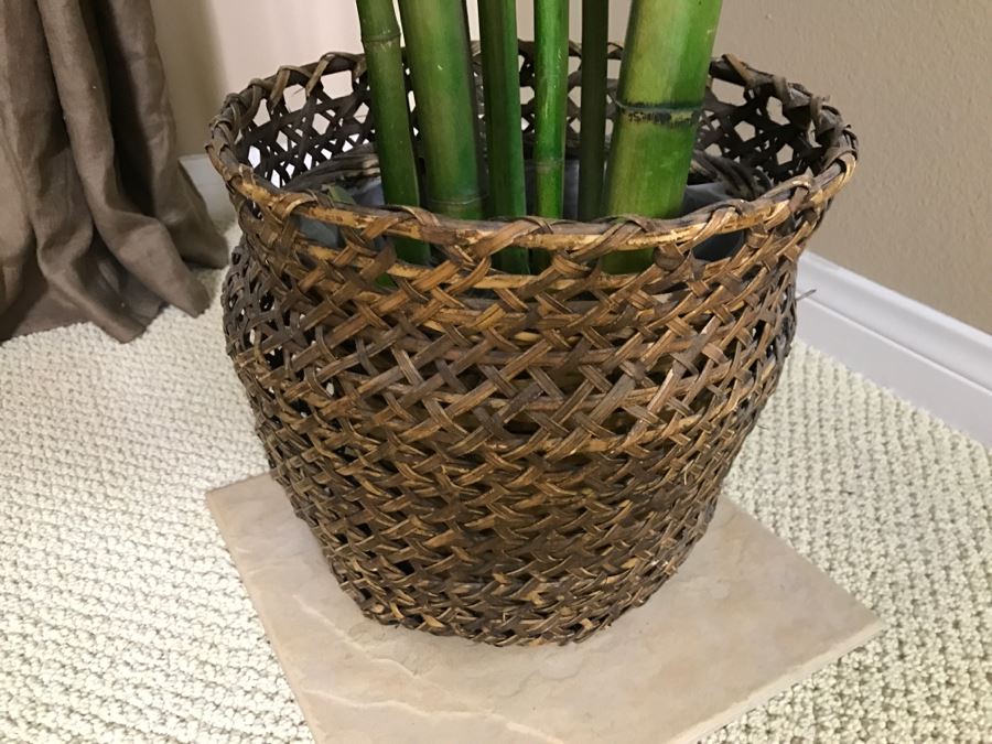 Artificial Bamboo Tree In Woven Wicker Basket [Photo 4]