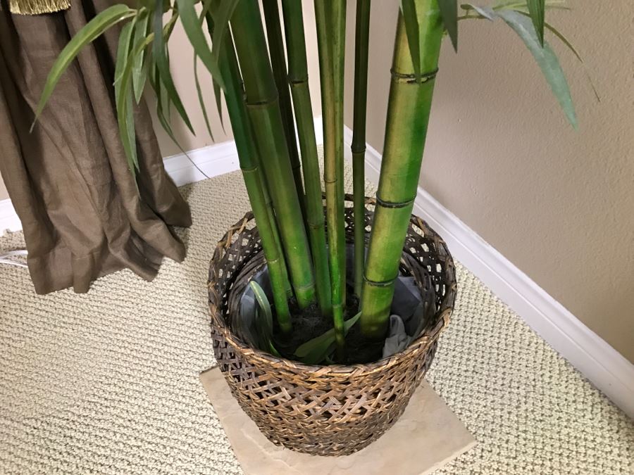 Artificial Bamboo Tree In Woven Wicker Basket