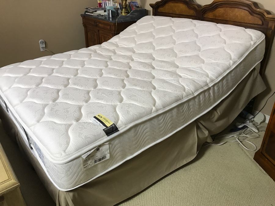 Vintage Queen Size Cane Headboard With Like NEW Simmons Beautyrest Luxury Firm Adjustable Series Mattress With Remote Control Featuring Wave And Vibration Settings - Located Upstairs [Photo 18]