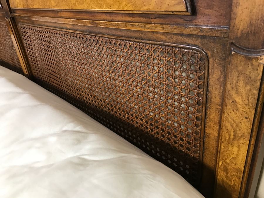 Vintage Queen Size Cane Headboard With Like NEW Simmons Beautyrest