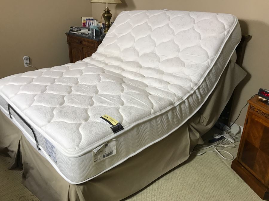 Vintage Queen Size Cane Headboard With Like NEW Simmons Beautyrest Luxury Firm Adjustable Series Mattress With Remote Control Featuring Wave And Vibration Settings - Located Upstairs [Photo 17]