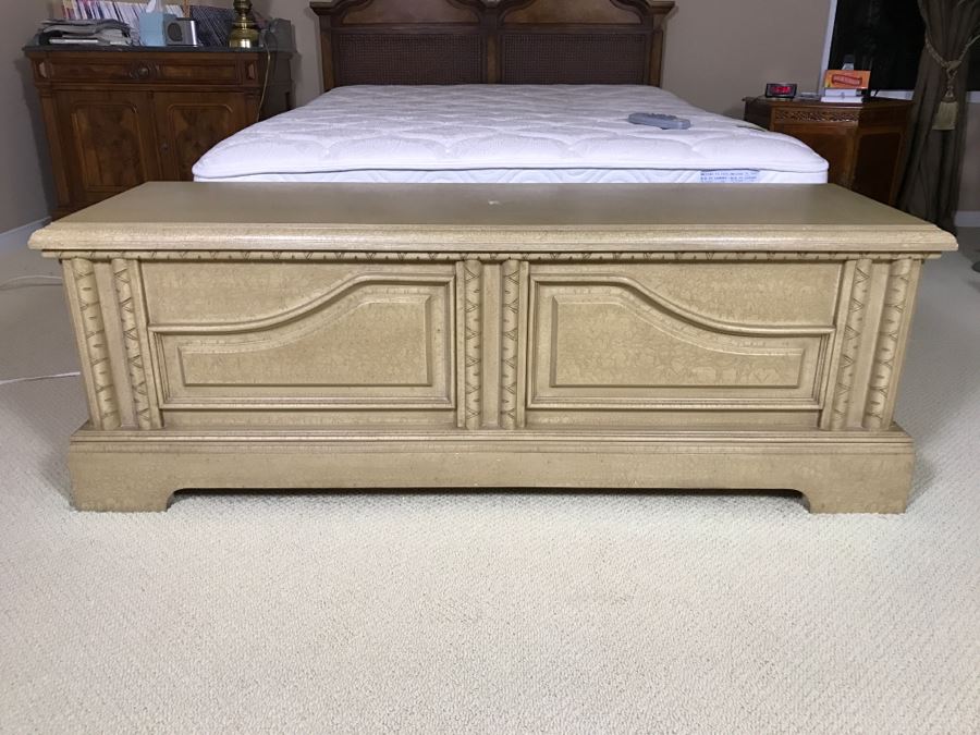 Blanket Hope Chest Empty Cream Color 60'W X 19'D X 21'H [Photo 1]