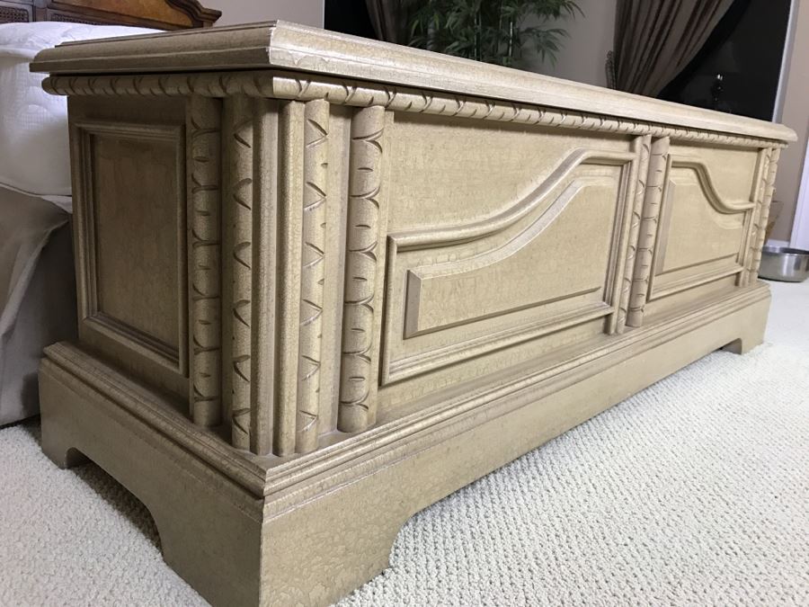 Blanket Hope Chest Empty Cream Color 60'W X 19'D X 21'H [Photo 5]