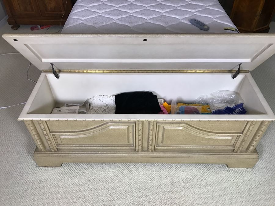 Blanket Hope Chest Empty Cream Color 60'W X 19'D X 21'H