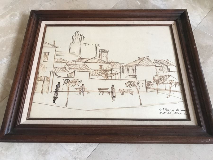 Original Hannes Rosenow Mid-Century Pen And Ink Sketch Sept. 1958 'St Maries De La Mer' Southern France Coast German Painter 1925-2000 [Photo 18]