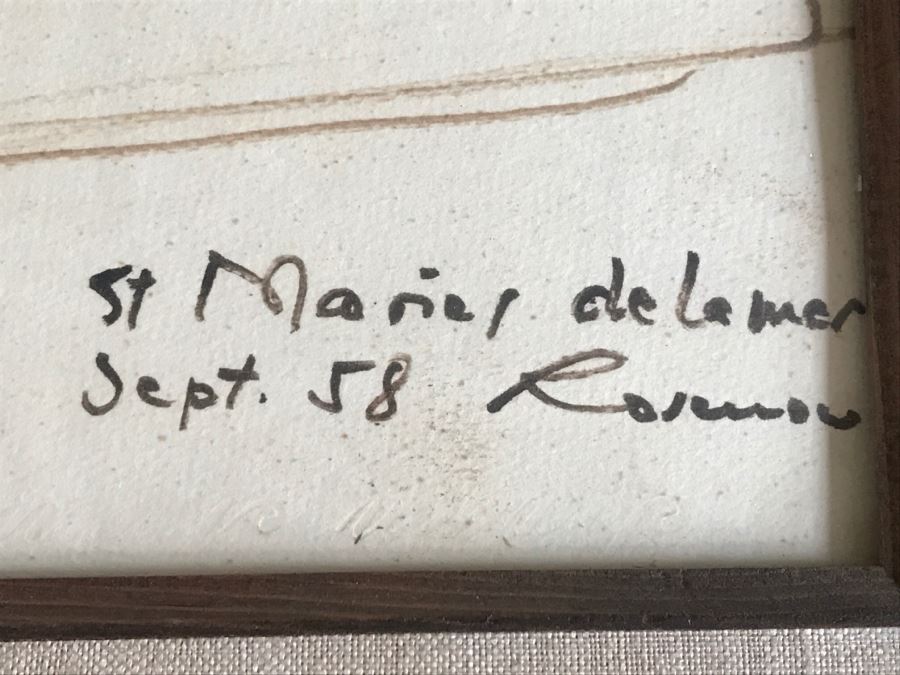 Original Hannes Rosenow Mid-Century Pen And Ink Sketch Sept. 1958 'St Maries De La Mer' Southern France Coast German Painter 1925-2000 [Photo 11]