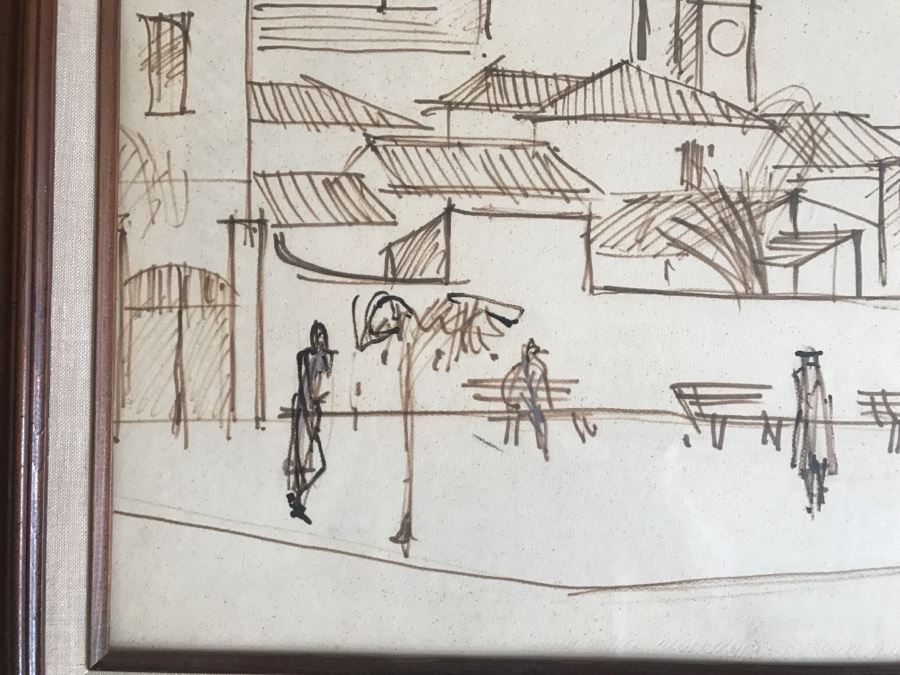 Original Hannes Rosenow Mid-Century Pen And Ink Sketch Sept. 1958 'St Maries De La Mer' Southern France Coast German Painter 1925-2000 [Photo 4]