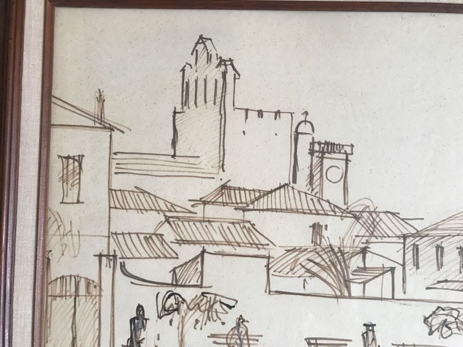 Original Hannes Rosenow Mid-Century Pen And Ink Sketch Sept. 1958 'St Maries De La Mer' Southern France Coast German Painter 1925-2000 [Photo 3]