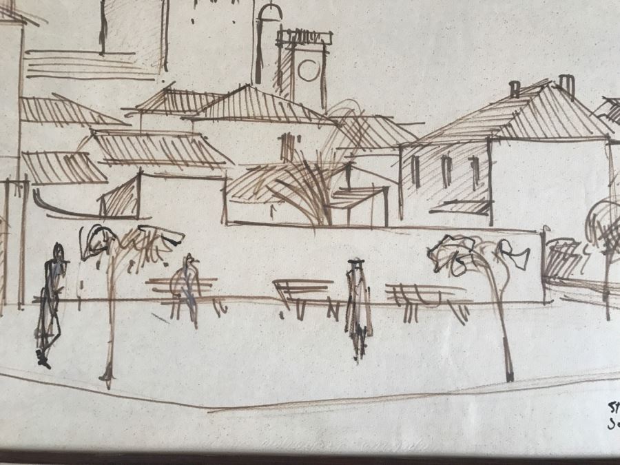 Original Hannes Rosenow Mid-Century Pen And Ink Sketch Sept. 1958 'St Maries De La Mer' Southern France Coast German Painter 1925-2000 [Photo 8]