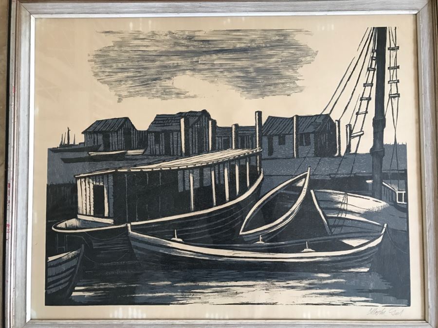 RARE Vintage 1958 Moshe Gat Original Woodcut Signed In Pencil Titled ...