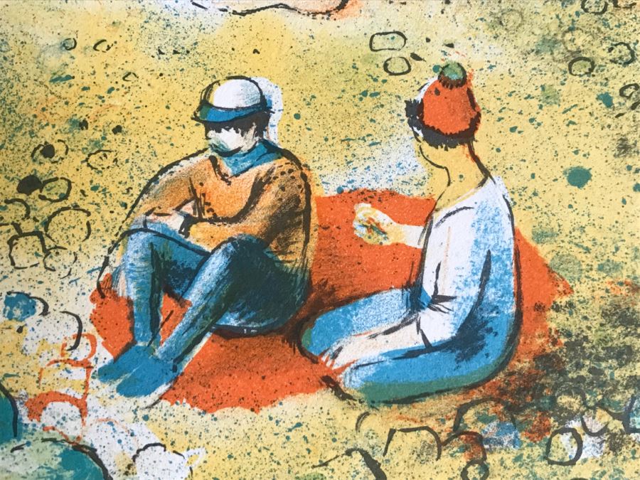 Vintage 1969 Charles J Lombardo Hand Pencil Signed Lithograph 93 Of 275 Titled 'This Pope' Beach Scene [Photo 4]