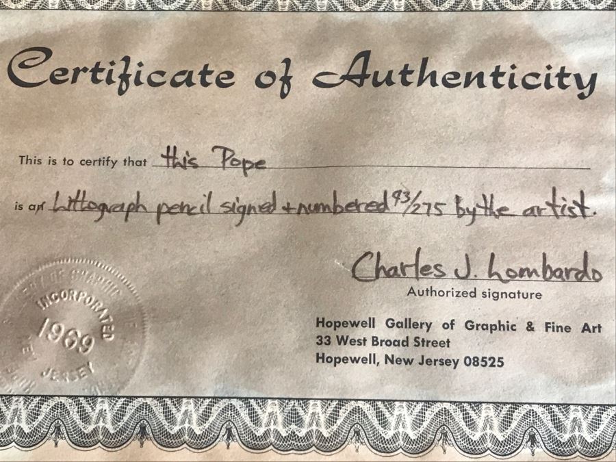 Vintage 1969 Charles J Lombardo Hand Pencil Signed Lithograph 93 Of 275 Titled 'This Pope' Beach Scene [Photo 17]