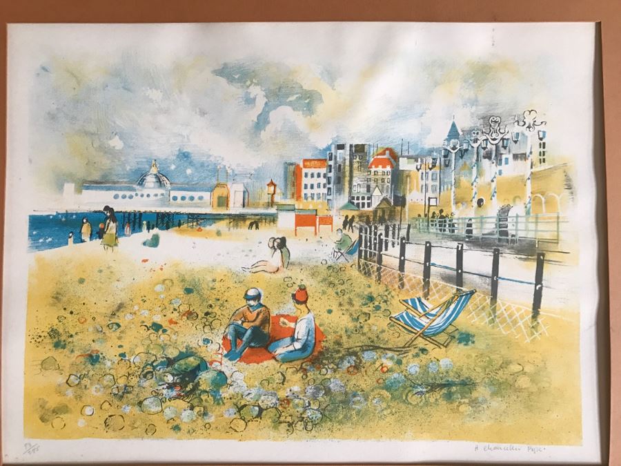 Vintage 1969 Charles J Lombardo Hand Pencil Signed Lithograph 93 Of 275 Titled 'This Pope' Beach Scene [Photo 2]