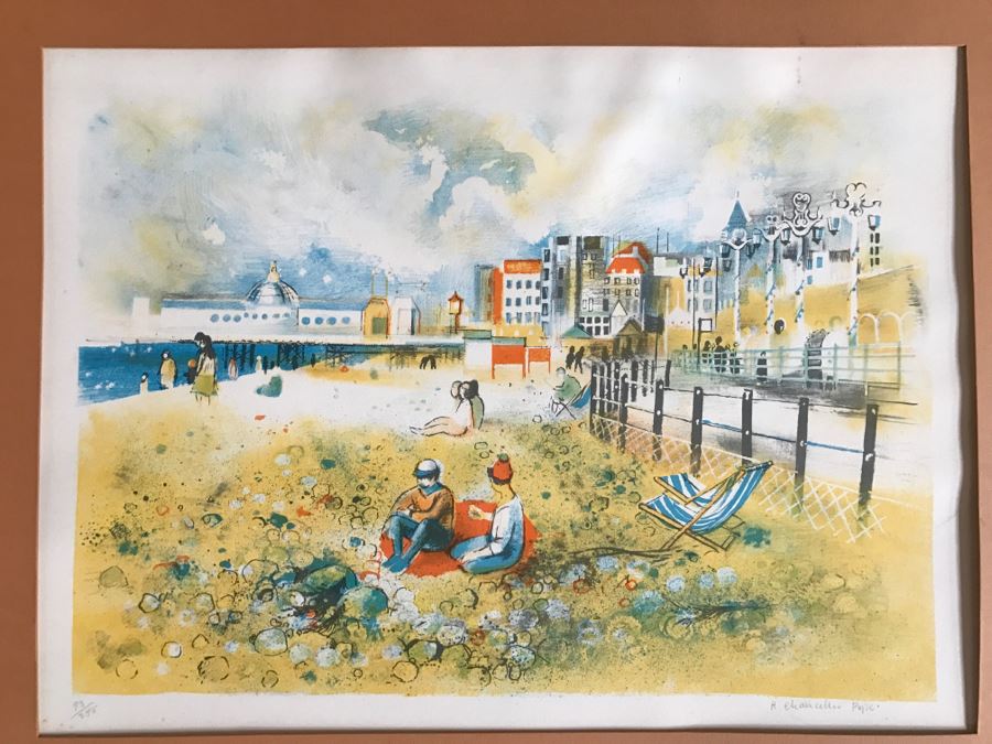 Vintage 1969 Charles J Lombardo Hand Pencil Signed Lithograph 93 Of 275 Titled 'This Pope' Beach Scene [Photo 3]