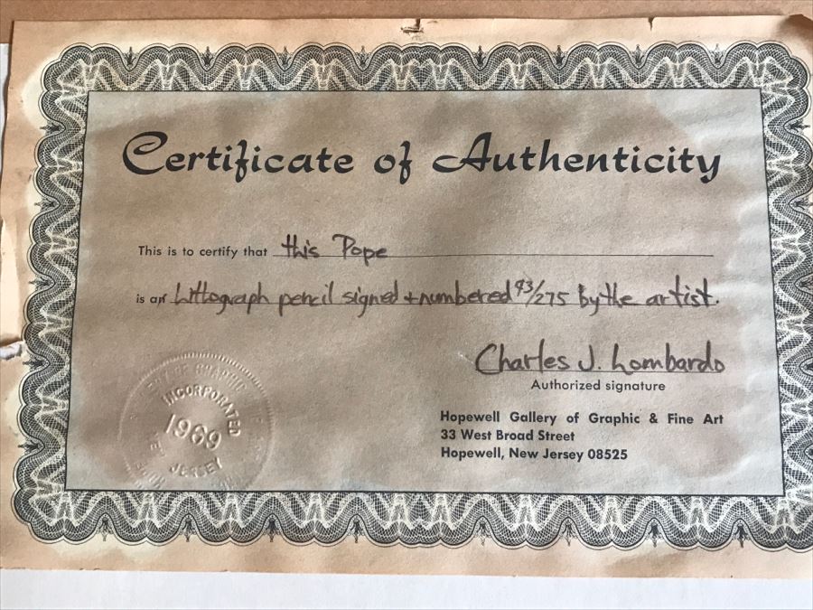 Vintage 1969 Charles J Lombardo Hand Pencil Signed Lithograph 93 Of 275 Titled 'This Pope' Beach Scene [Photo 14]