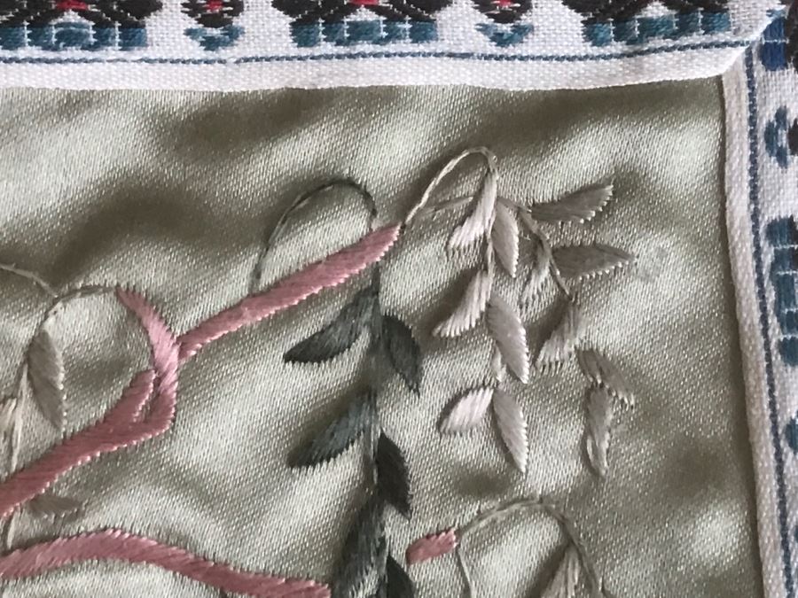 Pair Of Framed Asian Silk Embroidery Of Birds And Flowers Artwork [Photo 11]